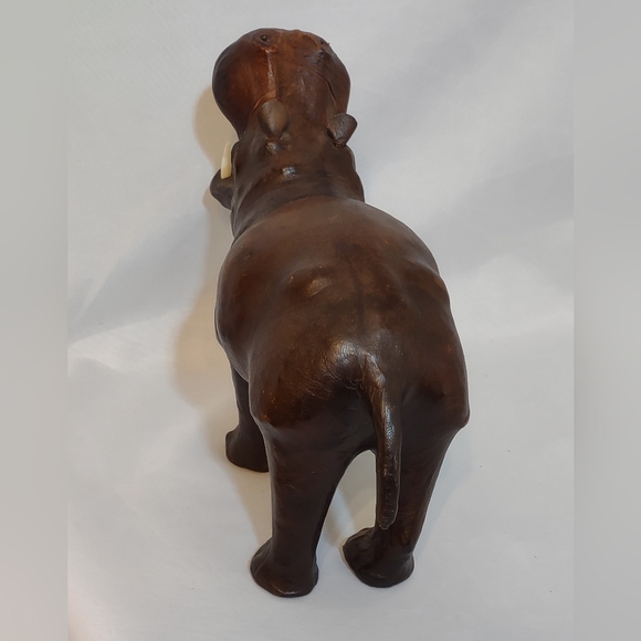 Vintage Leather Wrapped Hippo Figurine - Picture 4 of 6